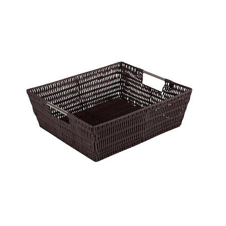 Simplify Shelf Storage Rattan Tote Basket in Chocolate 25453-CHOCOLATE